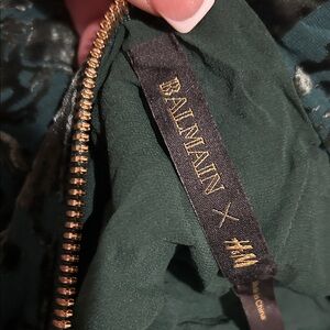 Balmain x H&M Green Quilted Jacket with Gold Zipper